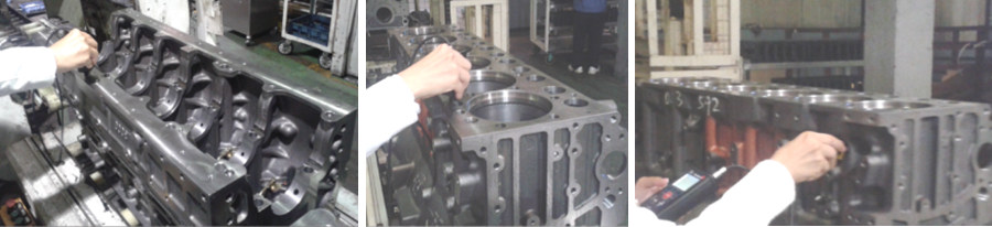 測試氣缸體在清洗前，粗洗后，粗選后的清潔度差異