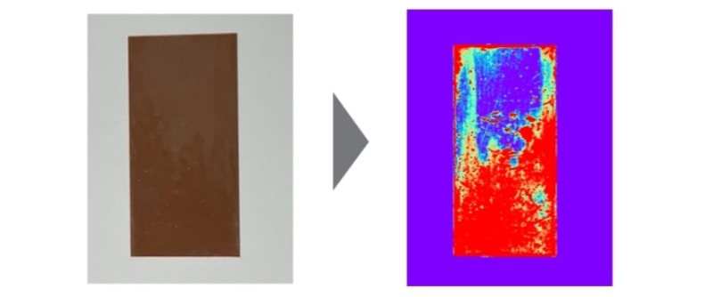Specim高光譜相機(jī)可以檢測電極材料微小的油滴或污染情況，油污分布可視化